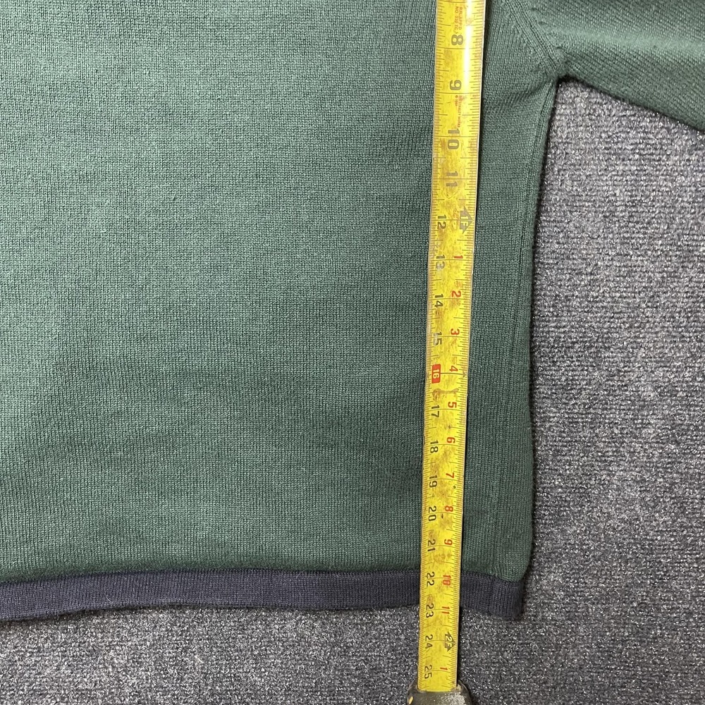 Vintage Leslie Fay Cardigan Sweater Womens Med Green Crewneck Crest Embroidered - Picture 7 of 9